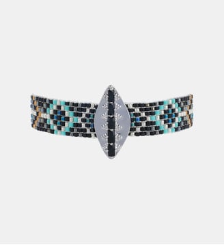 Bracelet manchette perles tissées avec cabochon KAIRO - Hipanema - Noir