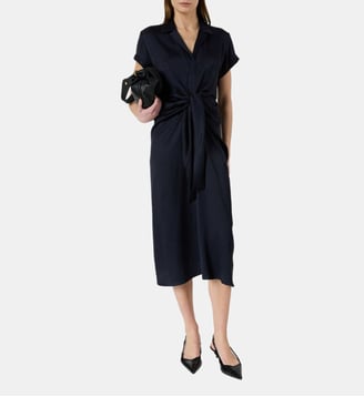 Robe midi fluide à col tailleur - ROSY - Gerard Darel - Marine