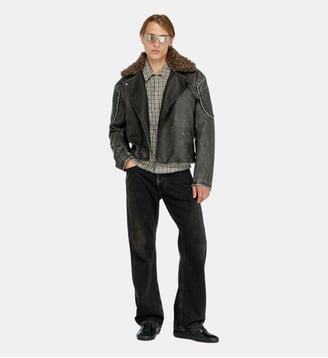 Veste biker avec col amovible - Diesel - Gris foncé