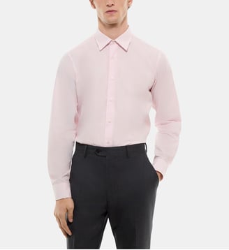 Chemise à rayures en popeline de coton - Fursac - Rose