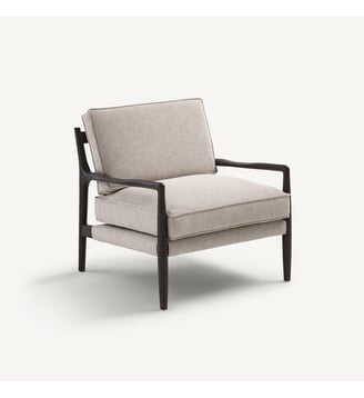 Fauteuil en frêne teinté et tissu coton chiné - AM.PM - Chêne naturel