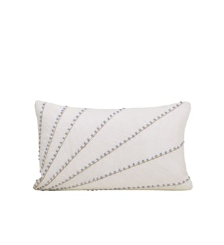 Housse De Coussin  Broderie de coton texturée - Madura - Blanc et bleuté