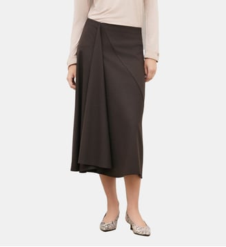 Jupe jouzy - Motif uni - Polyester recycle - Caroll - Marron foncé