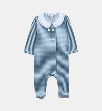 Pyjama -  orage velours rayures col Claudine - Tartine Et Chocolat - Bleu