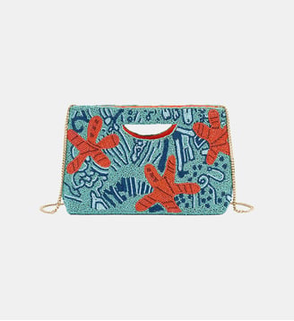 Sac pochette brodé de perles EWAN - Wild - Bleu
