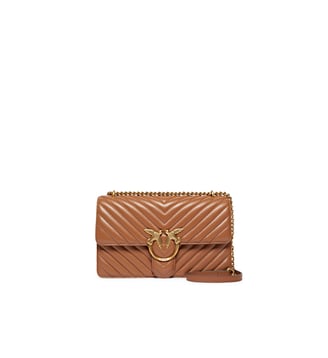 Sac bandoulière moyen love bag one chevron - Pinko - Marron lion et or antique