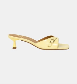 Sandales à Talon June Cuir Verni Froissé - Bobbies - Citron givré