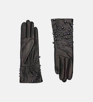 Gants Marylin Gants Femme Cuir Doublés Soie - Agnelle - Noir