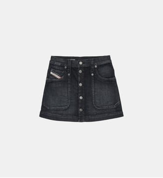 Jupe courte en denim avec boutons - Diesel Kids - Denim noir