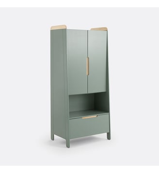Armoire penderie enfant en pin et MDF - La Redoute Interieurs - Vert de gris