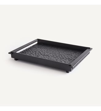 Plateau rectangulaire en chêne massif gougé, profondeur 37 cm - AM.PM - Noir