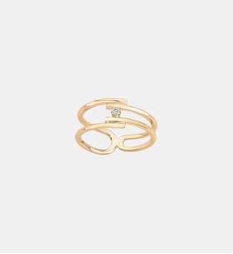 Bague Évidence en Plaqué Or avec diamant blanc - La Garçonne Diamant - Champagne