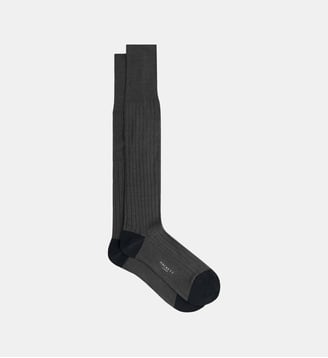 Chaussettes Longues En Coton Mercerisé - Hackett London - Charbon