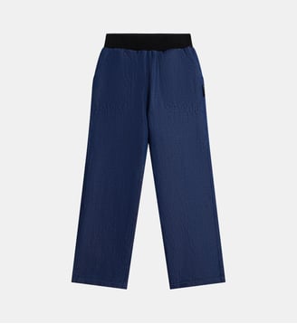pantalon large taille élastique en denim - Agnès b. - Bleu denim