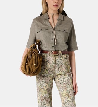 Polo boutonné en lin - MOANA - Gerard Darel - Kaki moyen