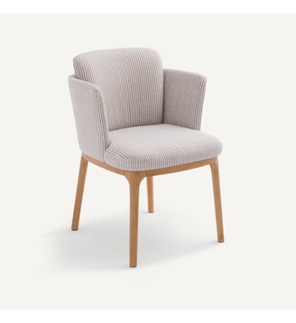 Fauteuil de table pied en chêne et tissu Jabote AM.PM