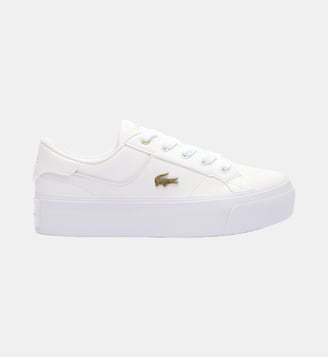 Sneakers Ziane Platform femme en cuir - Lacoste - Blanc et doré
