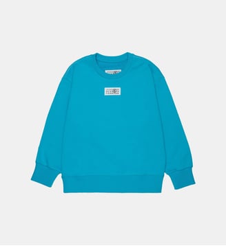 Sweat-shirt col rond avec logo - MM6 Maison Margiela - Bleu turquoise