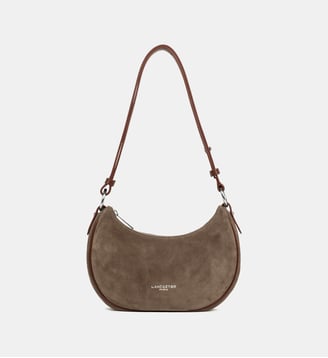 Sac à main demi lune en suède - Lancaster - Châtaigne