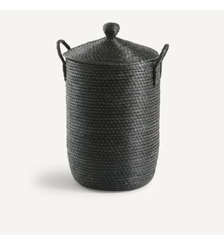 Panier à linge paille de riz tressée Honoka - AM.PM - Noir