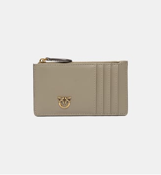 Porte-cartes zippé - Pinko - Noyer et or antique