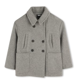 MANTEAU EN TISSU DE LAINE - DKNY - Gris chiné foncé