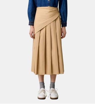 Jupe midi plissée - Claudie Pierlot - Beige