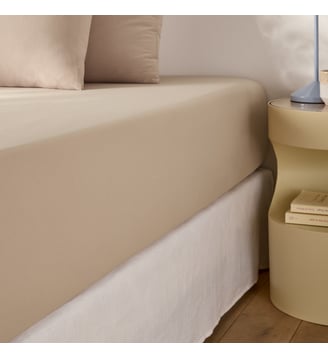 Drap-housse en microfibre lavée, polyester recyclé - La Redoute Interieurs - Terre de sienne