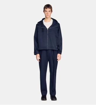Blouson en coton zippé à capuche - Sandro - Midnight blue