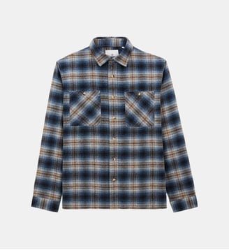 Chemise Clovis à carreaux en coton - Serge Blanco - Bleu et ocre
