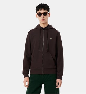 Sweatshirt zippé classic fit molleton - Lacoste - Marron buffle