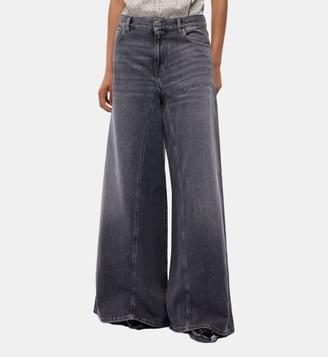 Jean évasé super wide leg en denim noir Pinko