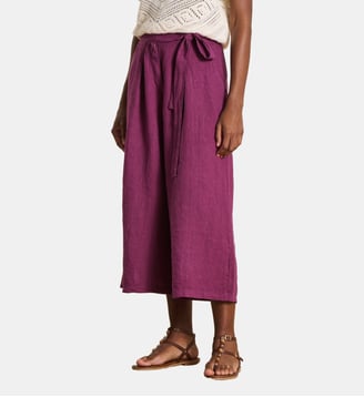 Pantalon cropped large en lin - La Fée Maraboutée - Figue