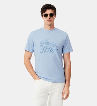 T-shirt coton imprimé - Lacoste - Bleu clair