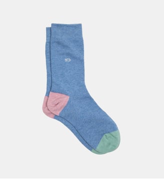 Chaussettes en coton peigné unies - Billybelt - Bleu chiné