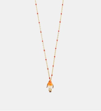 Collier pendentif rouge-gorge - Les Néréides - Marron