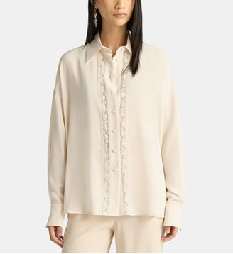 Grapes chemise en soie unie - Momonì - Blanc