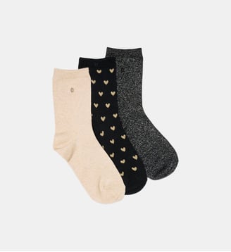 Pack de 3 Chaussettes - Odaje - Noir et doré