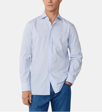 Chemise ajustée coton à rayures - Hackett London - Bleu ciel