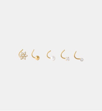 Set de 5 piercings en acier inoxydable et strass de zircon - Balaboosté - Doré