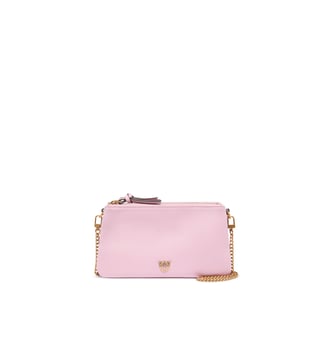 Petit sac à bandoulière mini double bag en cuir - Pinko - Rose clair