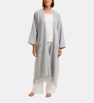 Poncho long  en laine polyamide - Laurence Tavernier - Gris chiné