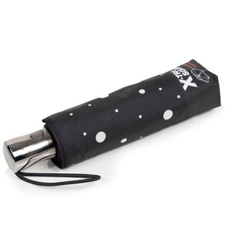 Parapluie xtra solide antiretournement, 28cm, déperlant, ouverture/fermeture automatique - Isotoner - Pois noir et jaune