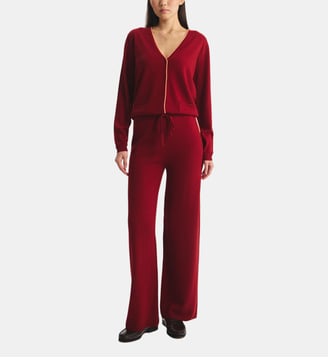 Pantalon John en maille - Ines de la Fressange Paris - Burgundy coral