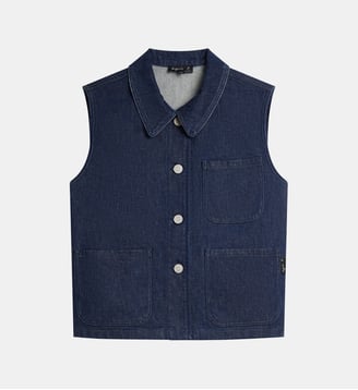 veste courte en denim - Agnès b. - Bleu denim