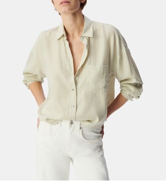 Chemise à rayures oversize - Ikks - Olive d'été