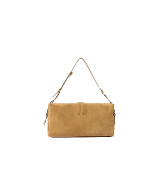 Grand sac porté épaule keeper bag en daim - Pinko - Vert et argent