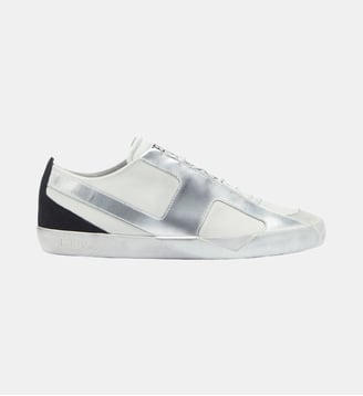 S-Slante-D - Sneakers effet usé en cuir et suède - Diesel - Blanc et gris argenté
