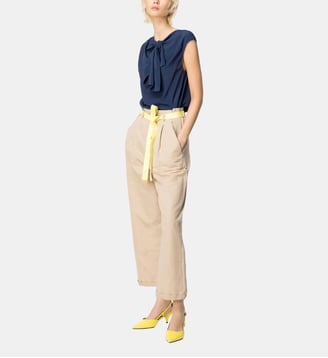 Pantalon en lin flammé - Pinko - Beige marron