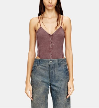 Body-string en jersey côtelé marbré - Diesel - Marron